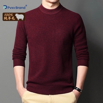 羊毛衫男100%纯羊毛老钱风