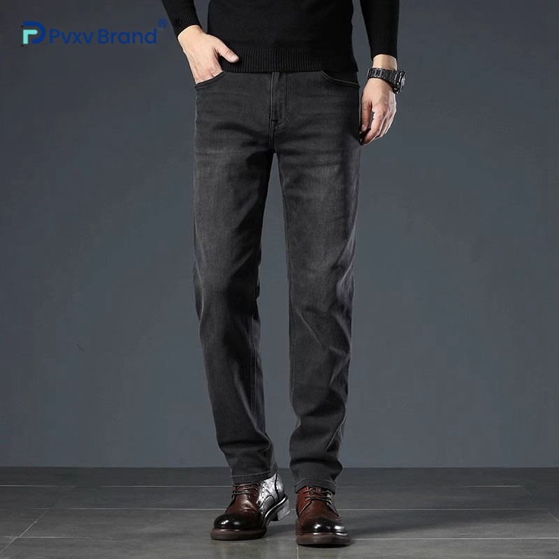 黑色牛仔裤男士秋冬款加绒加厚