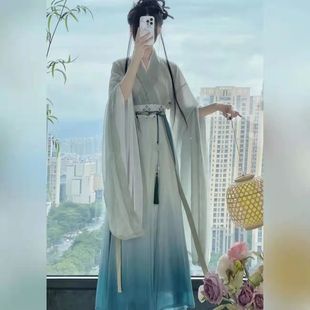 破裙显瘦日常秋季 花神记 襦交领广袖 清风 原创汉服女南北朝大袖