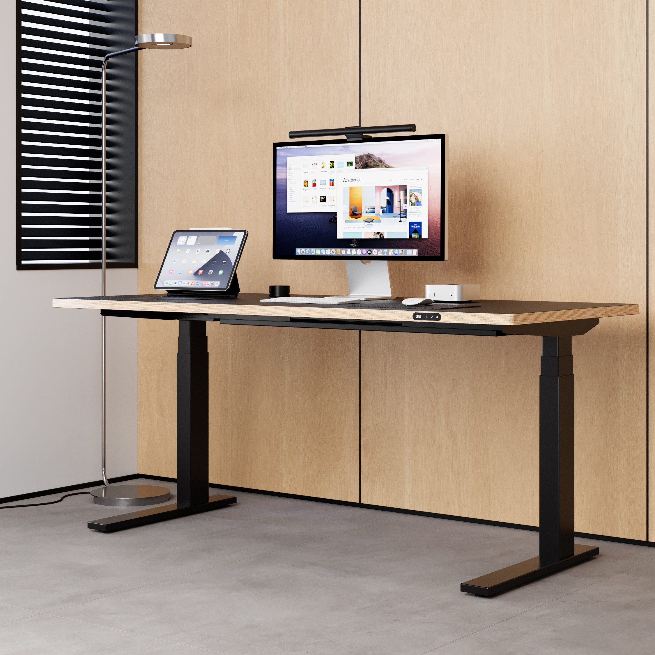 MOZHI实木双电机电动升降桌极简风黑色站立办公桌电竞桌定制