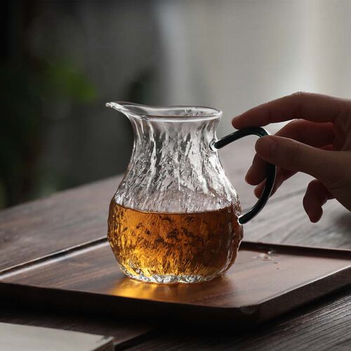 玻璃公道杯高档茶漏一体加厚分茶器日式锤纹大容量公杯茶具