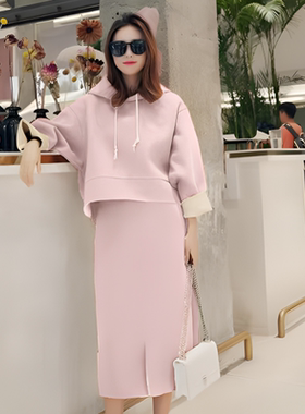 大码女装2026秋季新款胖mm洋气连衣裙显瘦胖妹妹藏肉减龄两件套装