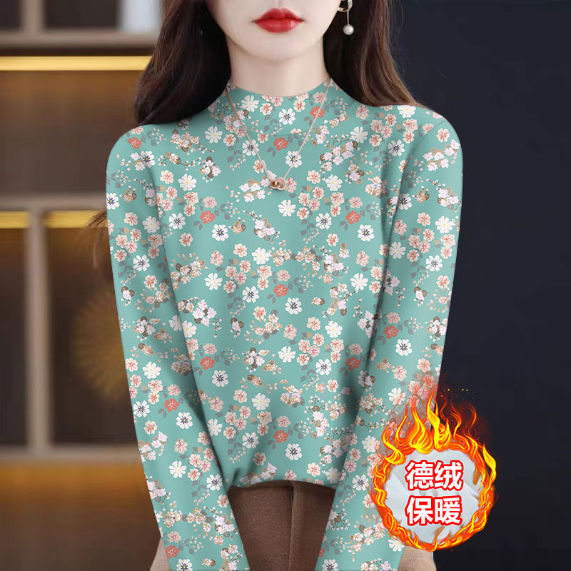 广州十三行高端爆款~时尚德绒打底衫女妈妈款秋冬装洋气减龄长袖