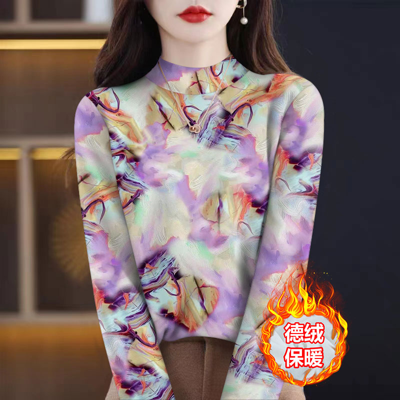 清仓捡漏~德绒打底衫女装2025秋冬洋气妈妈长袖t恤大码内搭上衣服