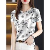 印花打底衫 杭州四季 潮 修身 显瘦T恤女短袖 青高端爆款 2025气质时尚