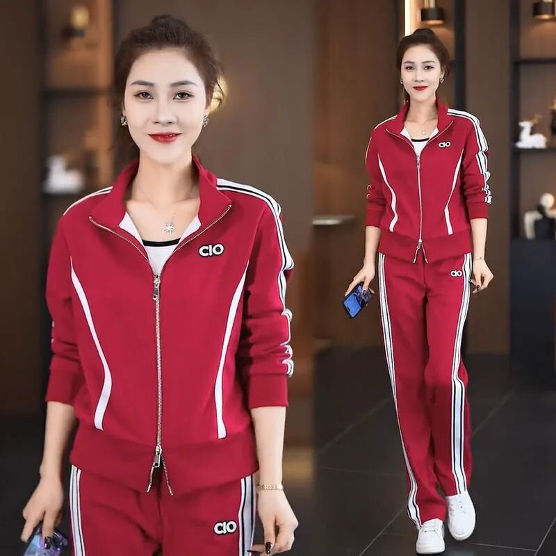 运动服套装女2026春季新款洋气显瘦立领外套阔腿裤休闲时髦两件套图片