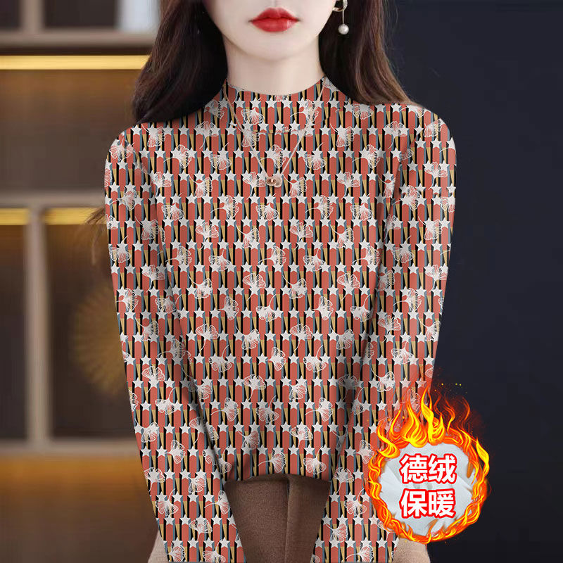 深圳南油轻奢高端货~德绒圆领打底衫女长袖t恤宽松内搭秋冬季上衣