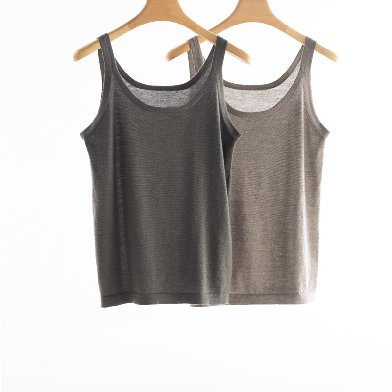 2023新品68支精纺100%山羊绒吊带背心女四季可穿U简约设计经典流