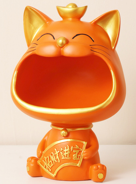 招财猫入户门口钥匙收纳摆件玄关鞋柜客厅轻奢高档家居装饰品乔迁
