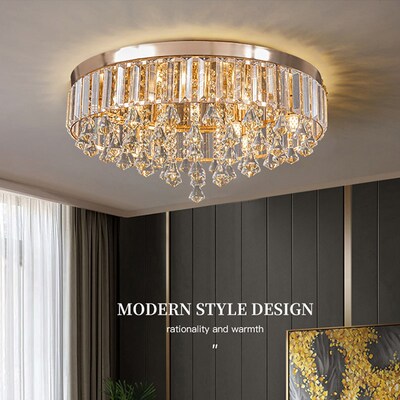 水晶吸顶灯卧室灯jled北欧现代简约客厅灯大气主卧书房灯轻奢灯具