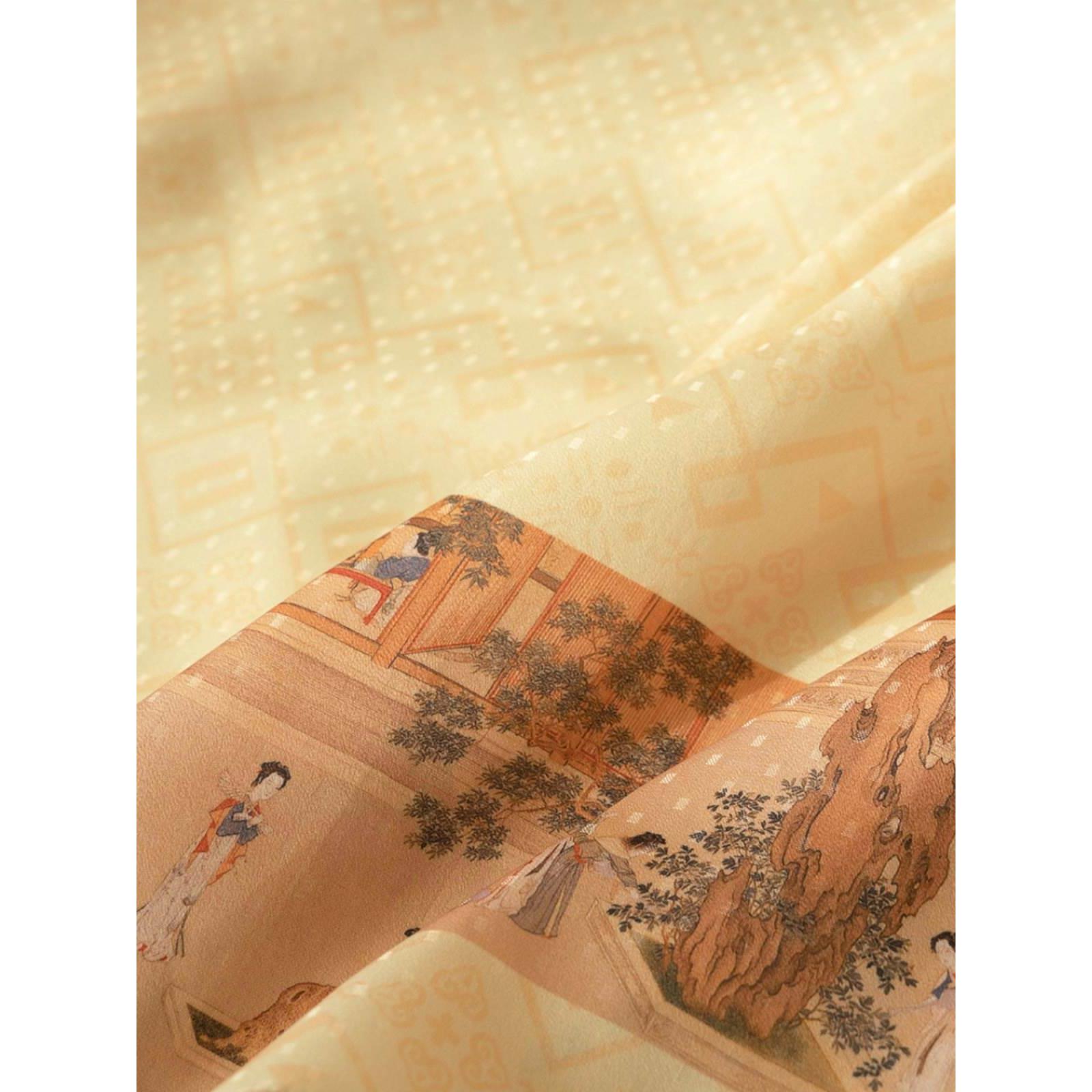 汉宫春晓 三定位印花布料 汉服面料马面裙百迭裙|一墨沅芷