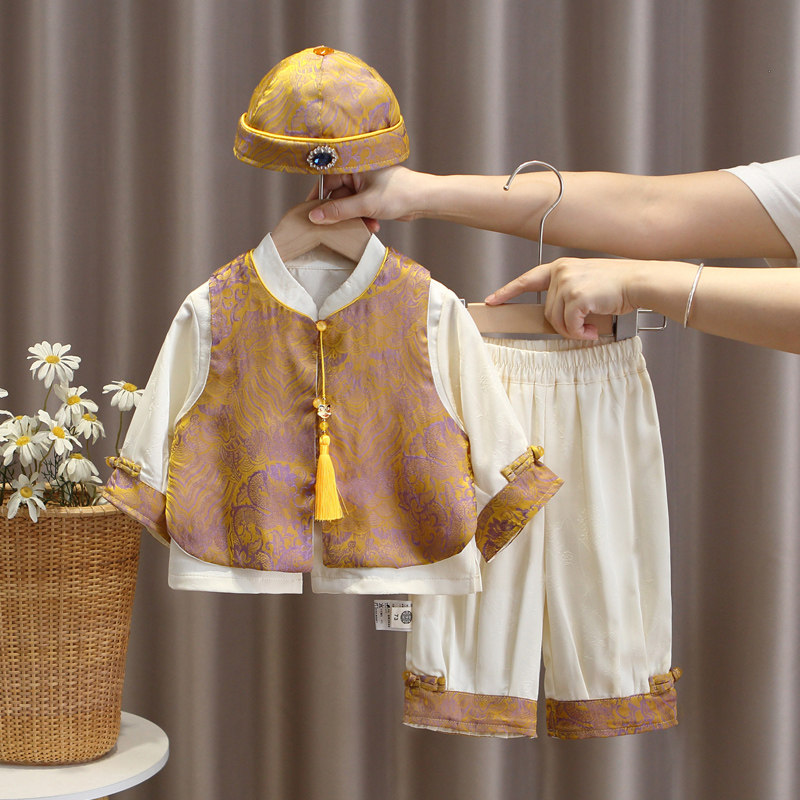 宝宝周岁礼服春秋套装男宝抓周服女宝中式L唐装婴儿一岁生日宴衣