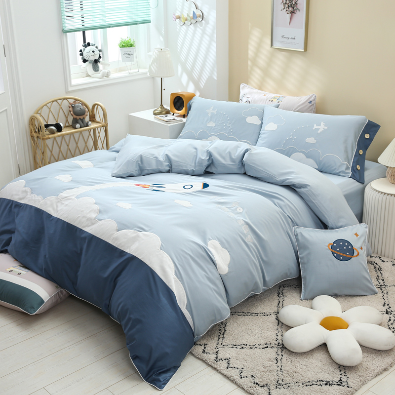 可爱60支长绒棉四件套男孩纯棉A被套全棉床上用品春夏季儿童三件