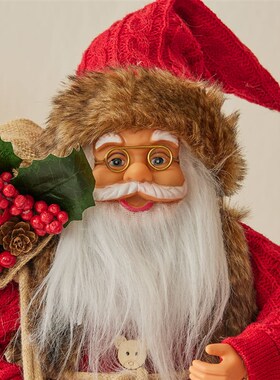 新款红色毛衣款圣诞老人玩偶公仔圣诞装饰品站姿老人圣诞礼物摆件