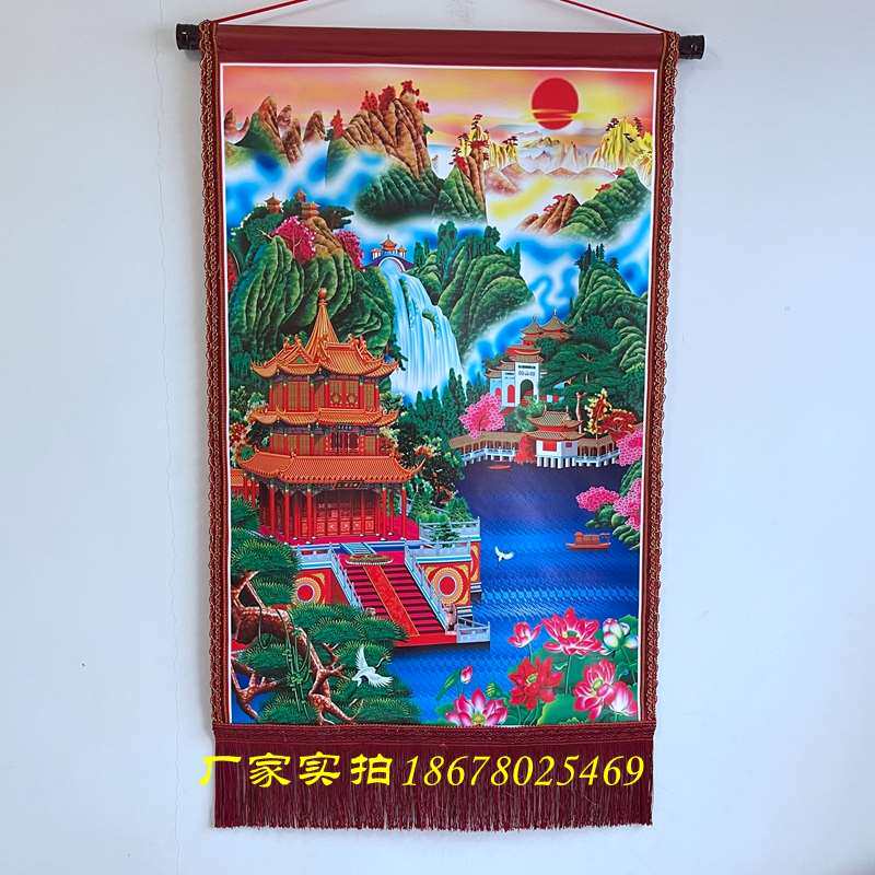 高档山水画风景暗堂单挂画大全上下方款多清晰山水暗堂单画三尺