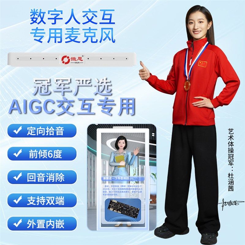 数字人交互专用麦克风定向t阵列麦克风电脑端AI语音识别(定向拾音