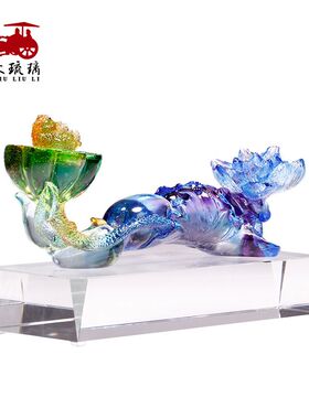 新婚结婚礼物鸳鸯送新q人创意情侣闺蜜老婆纪念日琉璃如意摆件