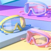 儿童泳镜高清防水防雾女童护目镜大框潜水游N泳眼镜男童泳帽套装