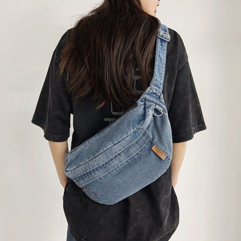 胸包女大容量水洗牛仔布包包休闲日系百搭小背包男腰包街头单肩包,箱包皮具/热销女包/男包,胸包,淘宝优惠券,粉丝福利购,淘宝优惠卷