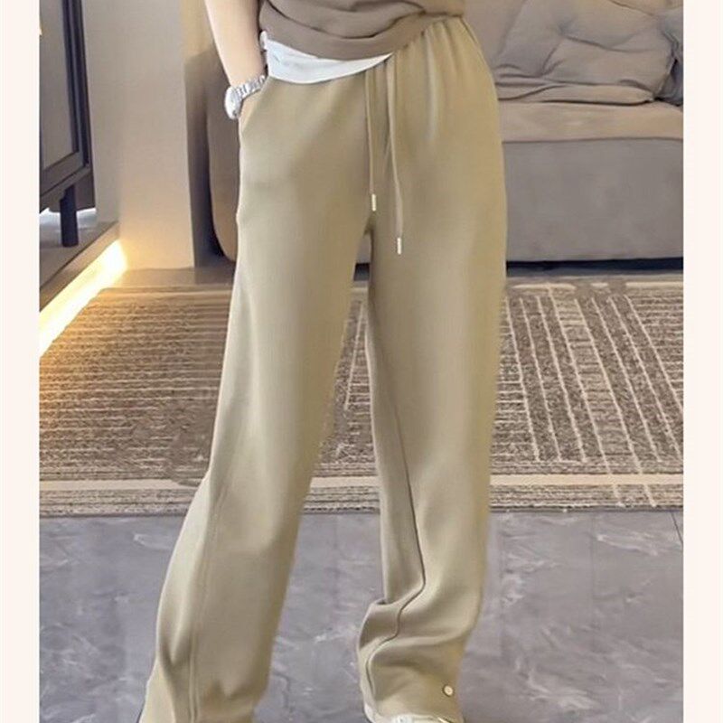 加肥加大码300斤卡其色休闲宽裤男女H秋季潮流宽松直筒垂感卫裤2