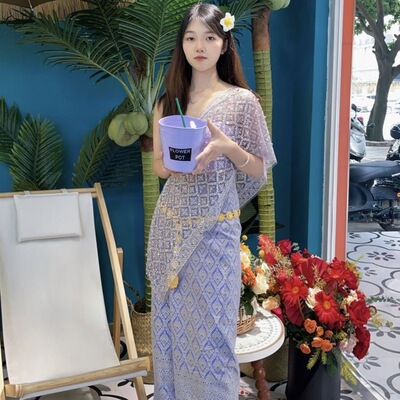 新款云南西双版纳傣族披肩不掉亮片服装女傣族表演工作服泰式旅游