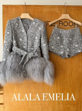 ALALA EMELIA-外套(配可拆卸真滩羊毛下摆+袖口毛领,腰带)S17736