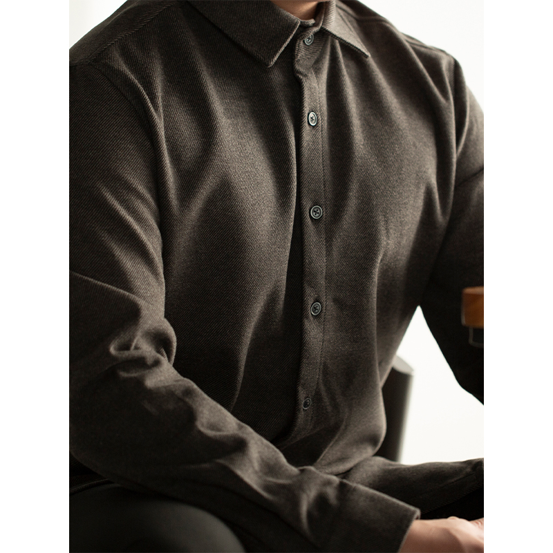 加绒保暖磨毛呢长袖衬衫男