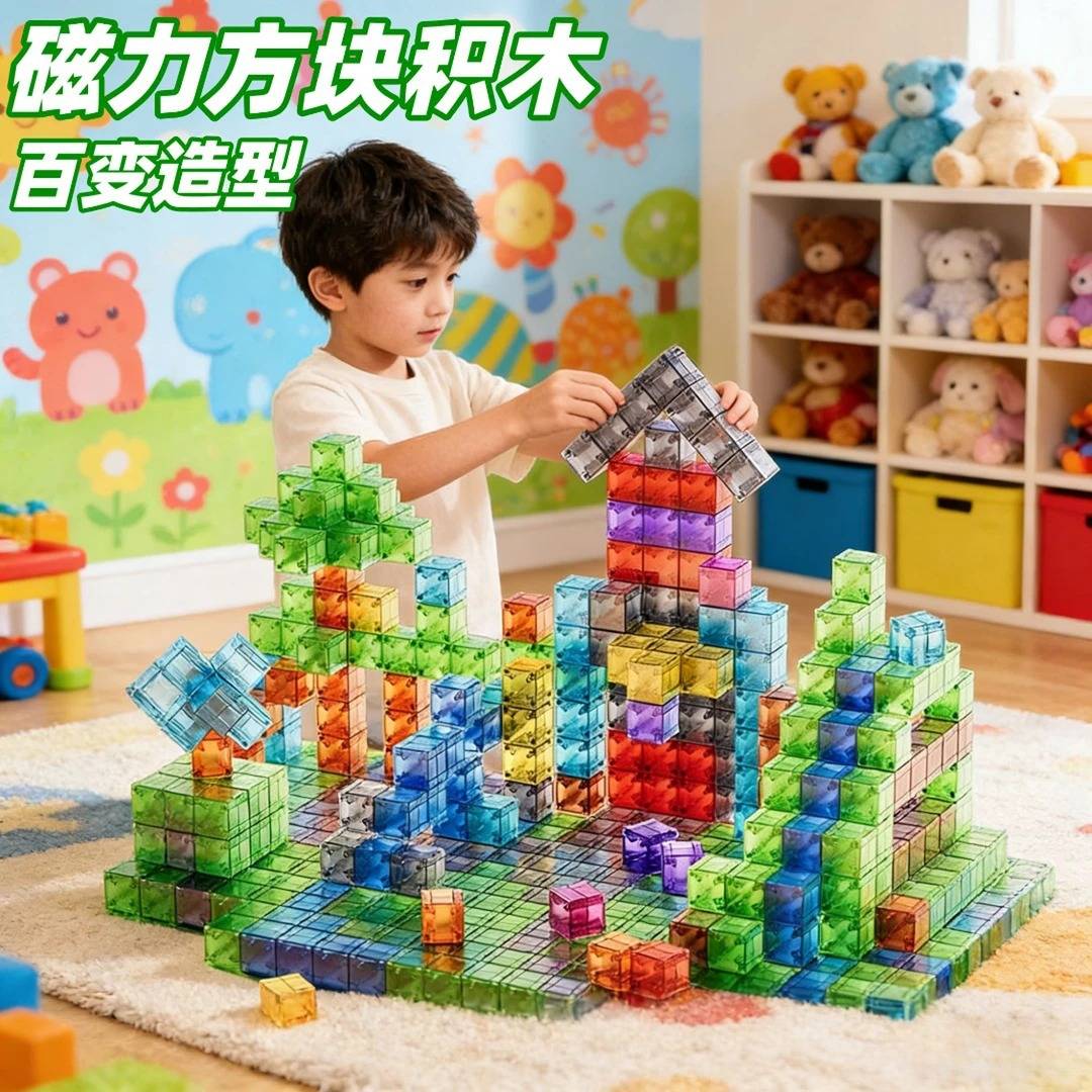 百变透明磁力方块积木几何数感