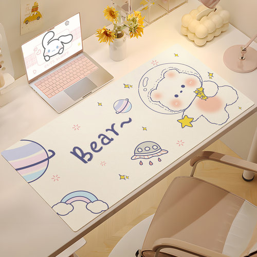 可爱鼠标垫超大号女生电脑桌垫皮革办公室桌面垫键盘书桌垫子定制