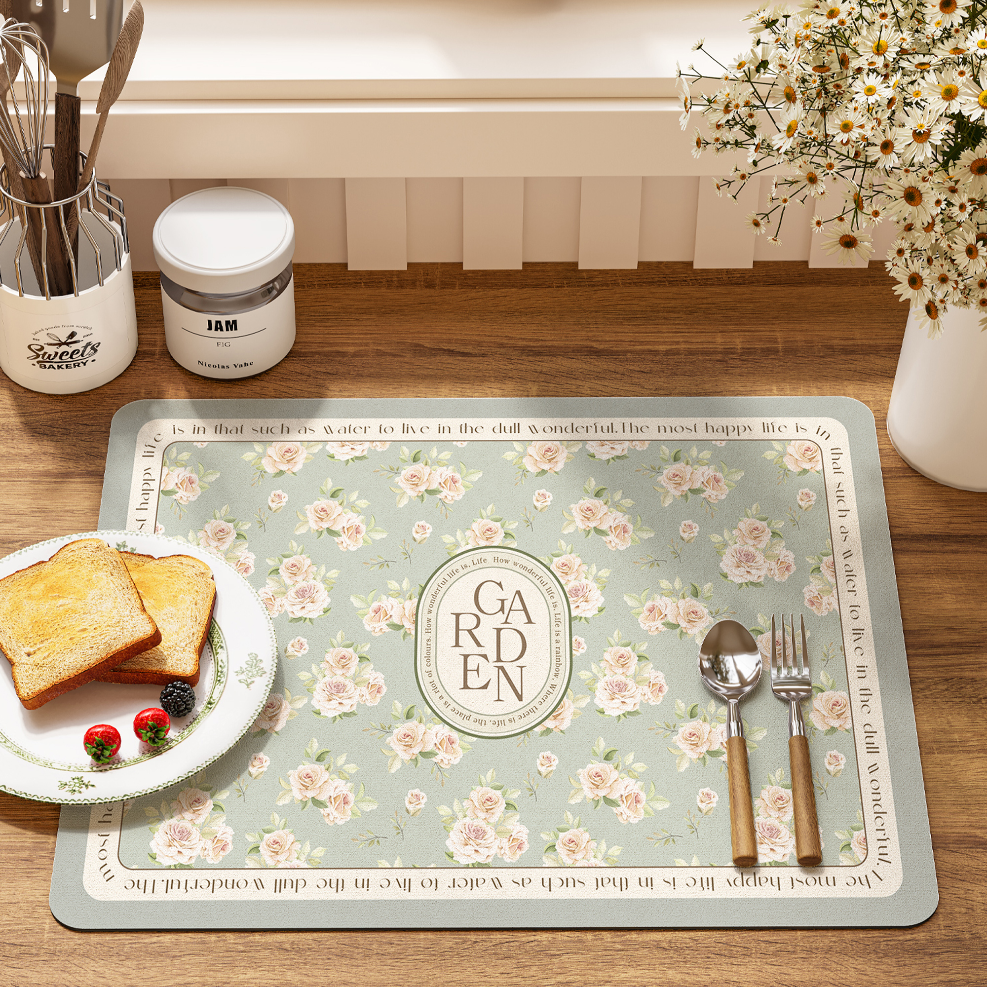 厨房台面沥水垫硅藻泥吸水垫碗盘餐垫灶台水槽洗碗防烫置物垫隔热