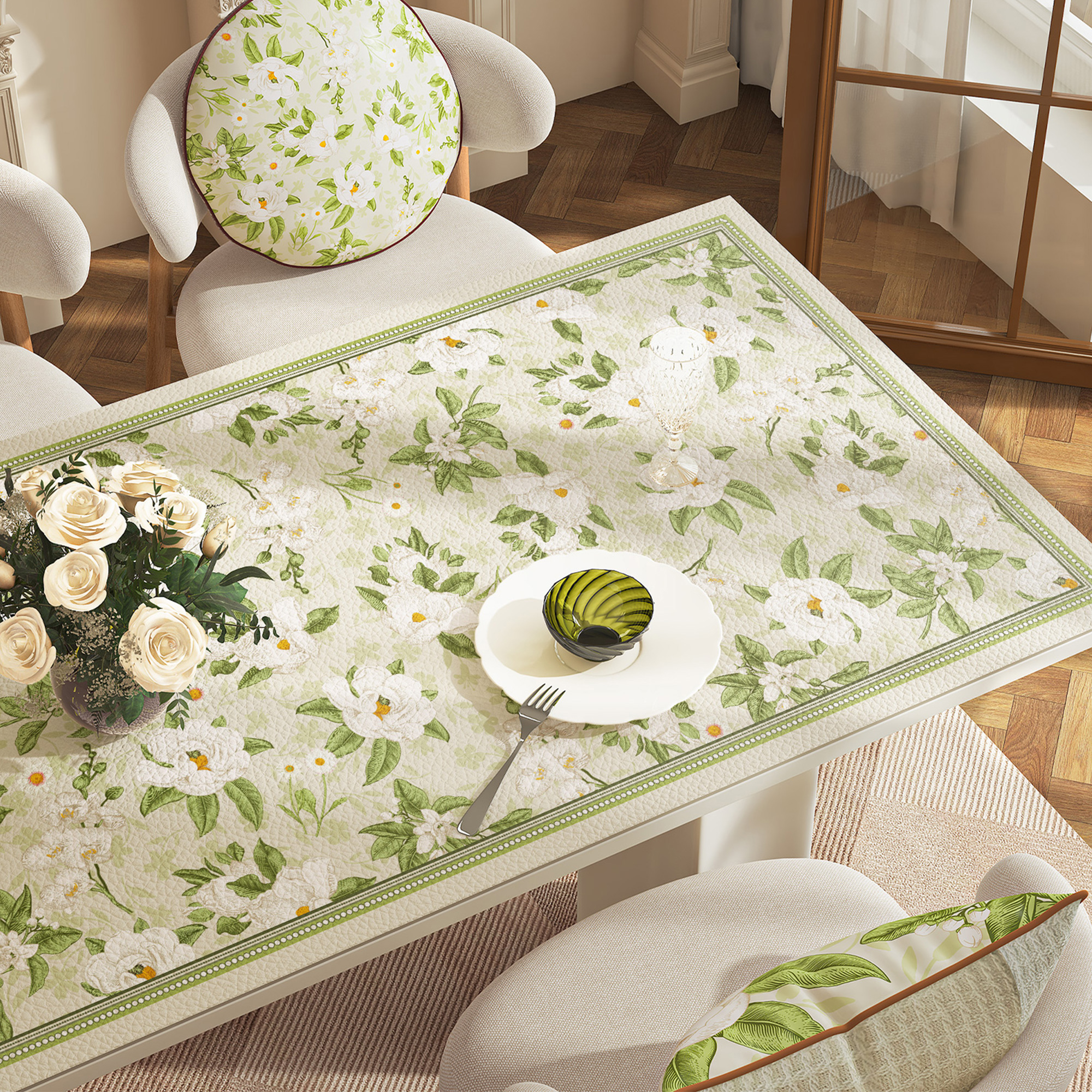 美式田园桌垫防水防油免洗防烫餐桌垫高级感客厅茶几桌面保护垫