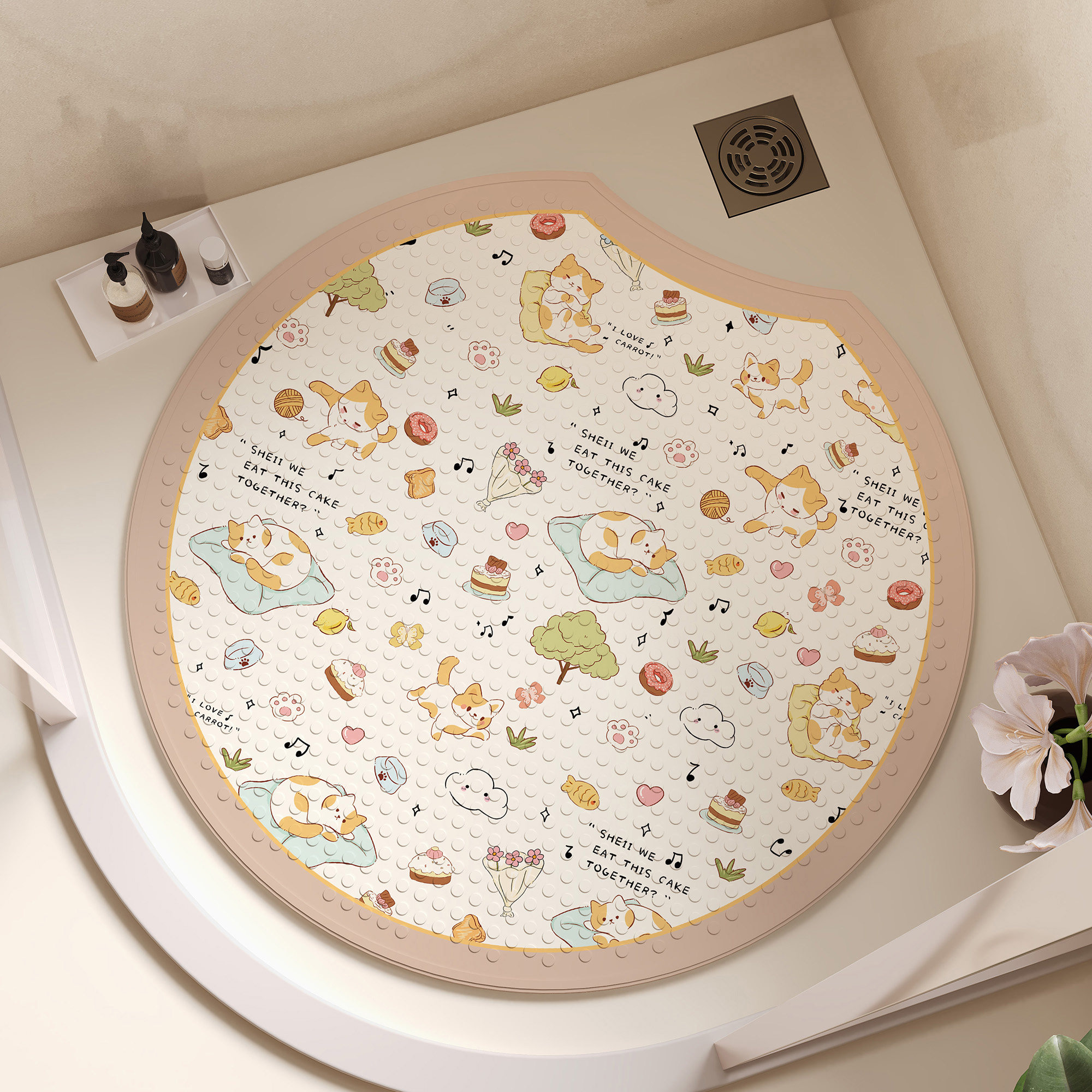 卡通浴室防滑吸盘地垫PVC防摔吸盘地垫淋浴房儿童老人洗澡脚垫子