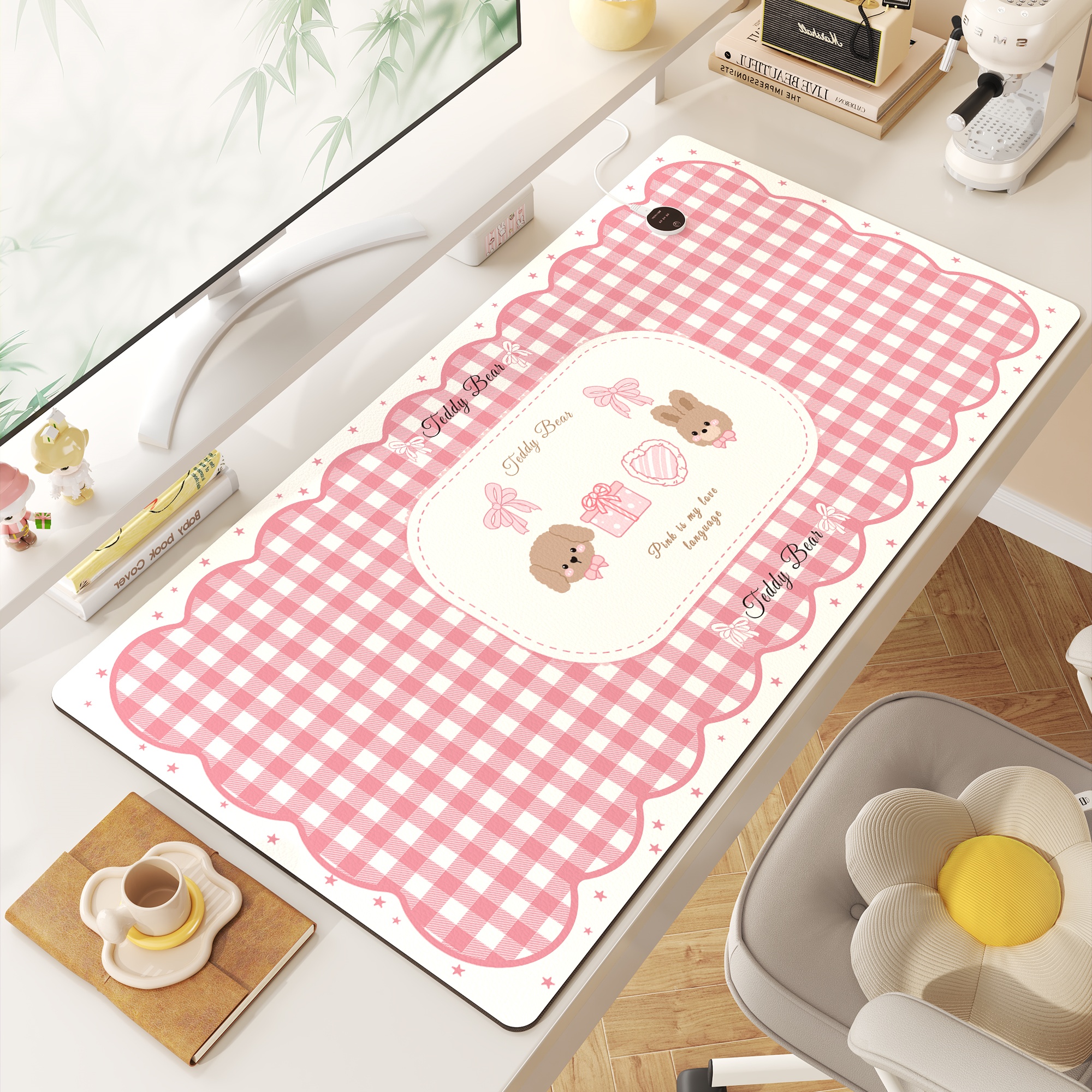 加热鼠标垫女生高颜值电脑办公室暖桌垫冬天学生学习桌面垫发热垫