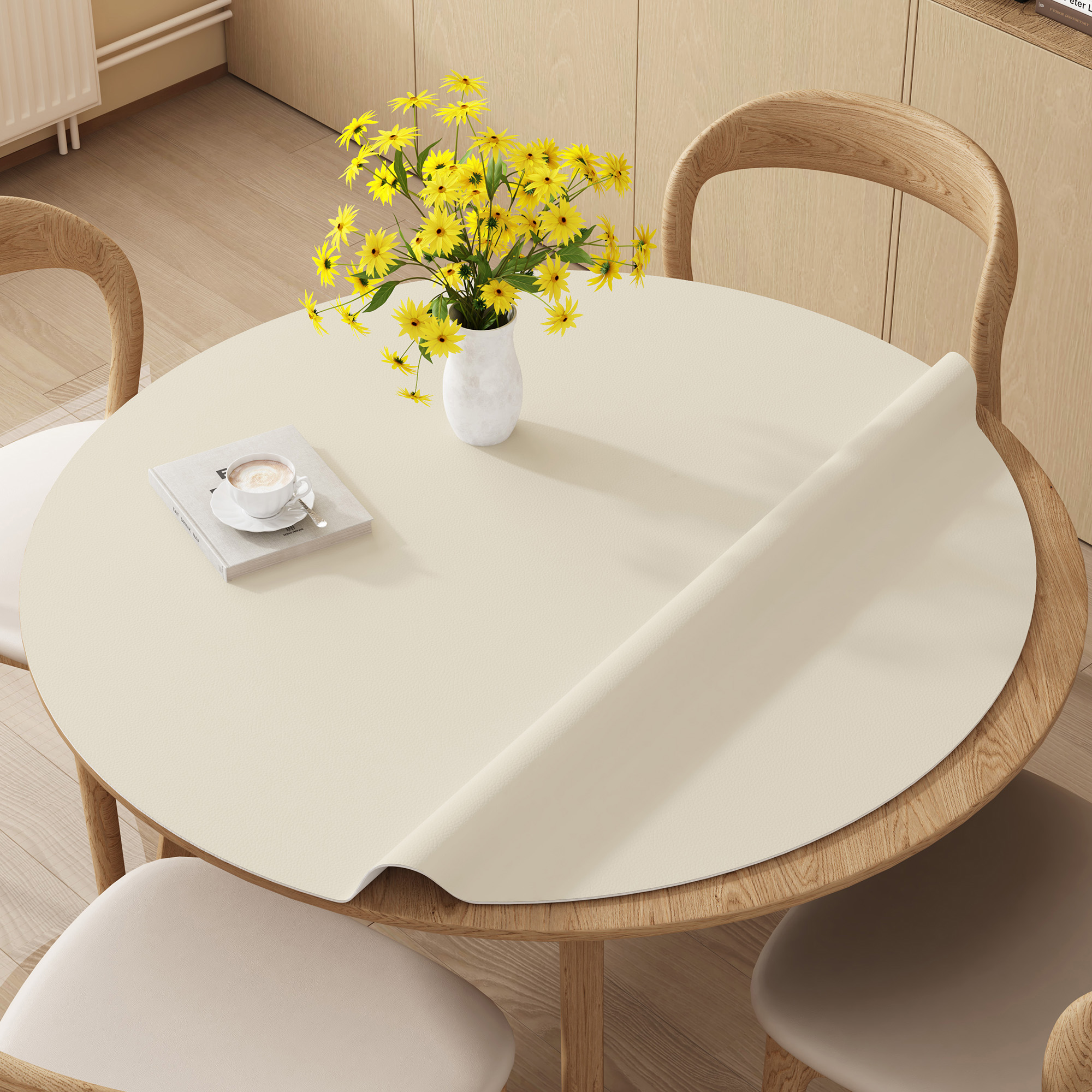 纯色圆桌布防油防水防烫高级感茶几桌面保护盖垫免洗轻奢圆形桌布