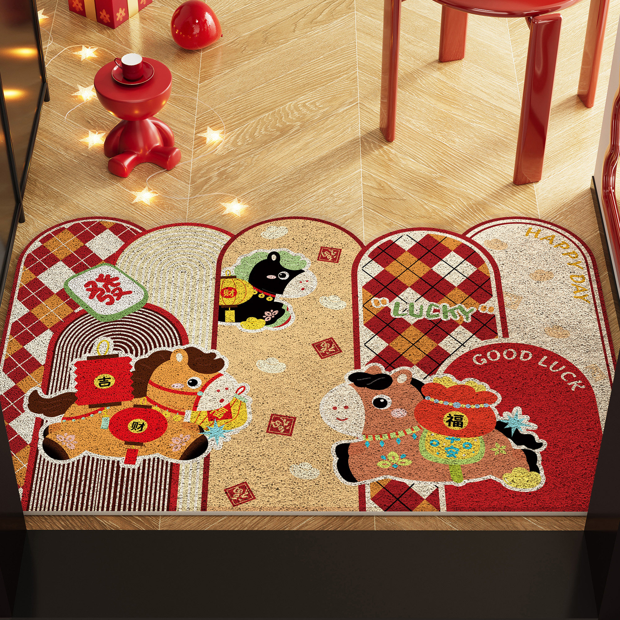 2026马年入户门丝圈地垫新年装饰品氛围布置地毯进门脚垫门垫红色,居家布艺,入户地垫,淘宝优惠券,粉丝福利购,淘宝优惠卷
