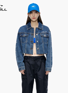 ONEILL短款女士牛仔外套显瘦百搭毛边美式廓形牛仔外套2025春季款