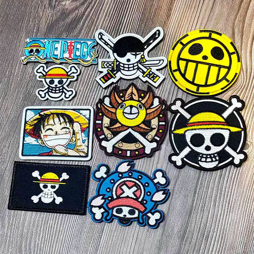 海贼王刺绣魔术贴路飞日本动漫卡通士气刺绣补丁贴辅料绣花布贴
