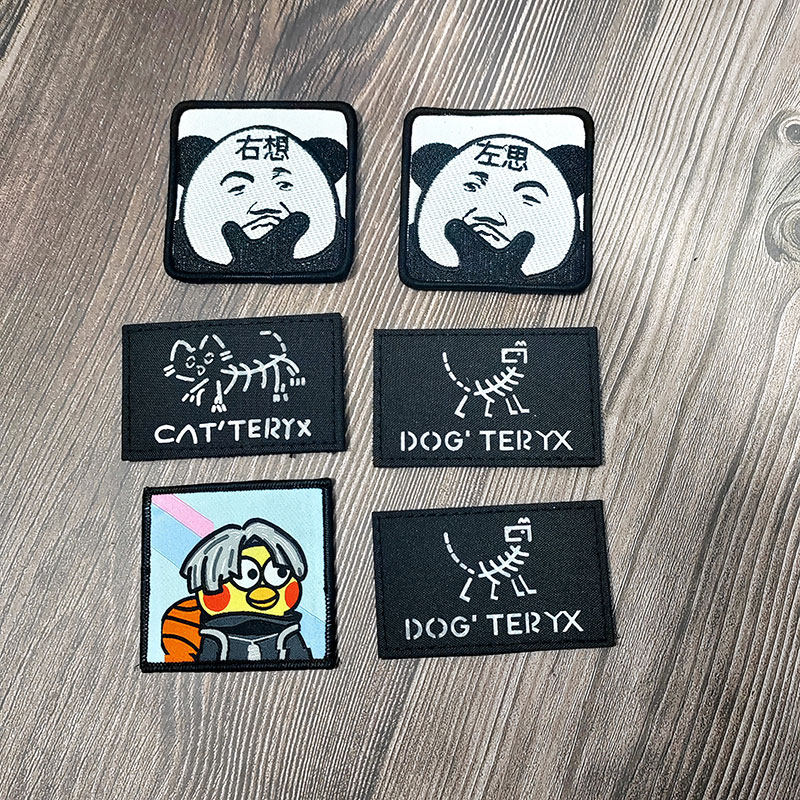 激光雕刻骷髅猫狗反光魔术贴章个人背包装饰小黑子贴章徽章士气章