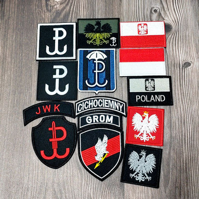 波兰GROM战术徽章刺绣魔术贴POLAND臂章TF-9士气反光士气配件贴章