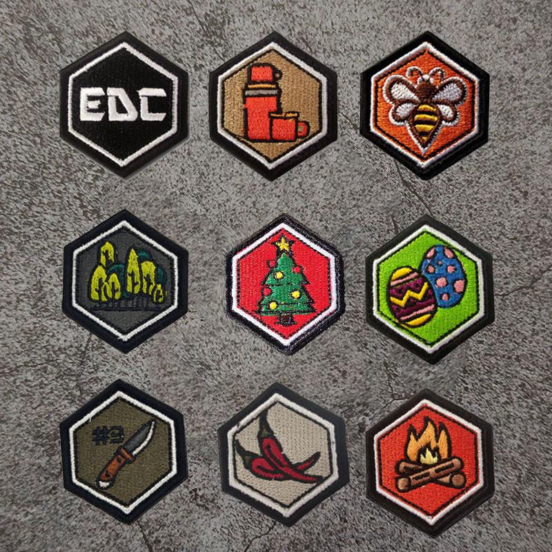 户外篝火森林EDC辣椒图案刺绣徽章迷你六边形魔术贴章背包贴布贴,运动包/户外包/配件,贴章/魔术贴章,淘宝优惠券,粉丝福利购,淘宝优惠卷