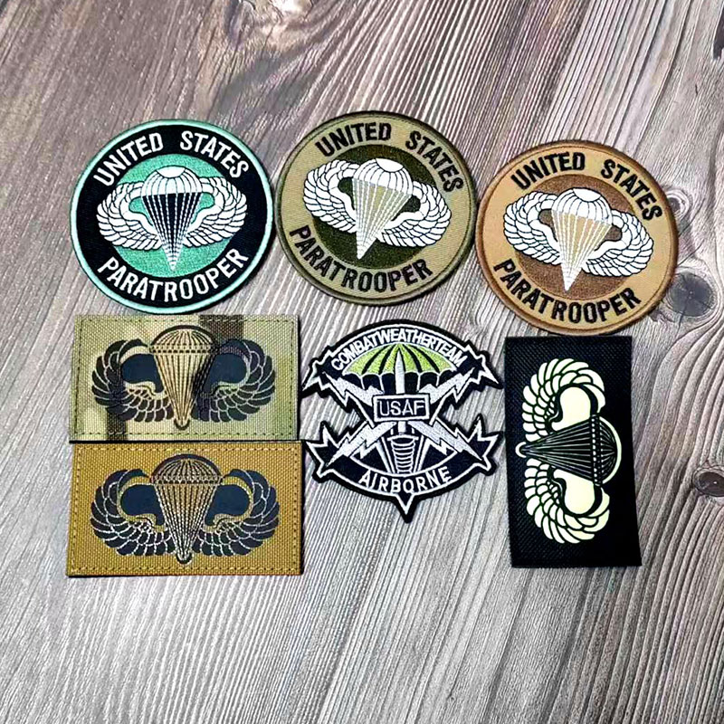 美国USAF伞兵刺绣臂章军迷户外背包魔术贴战术个性贴章士气肩章
