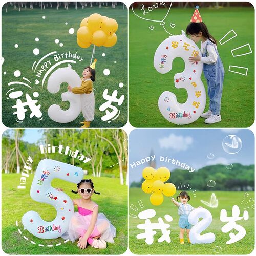 小红书生日照数字气球白色铝膜