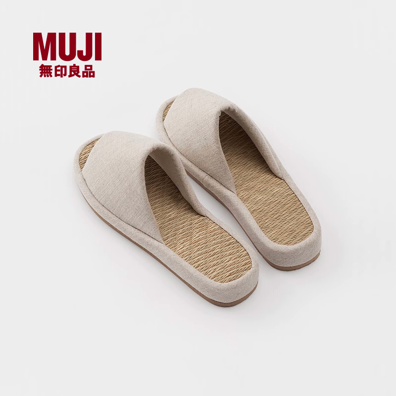MUJI 男女通用灯心草厚底拖鞋 亚麻棉麻春秋四季透气凉拖鞋居家