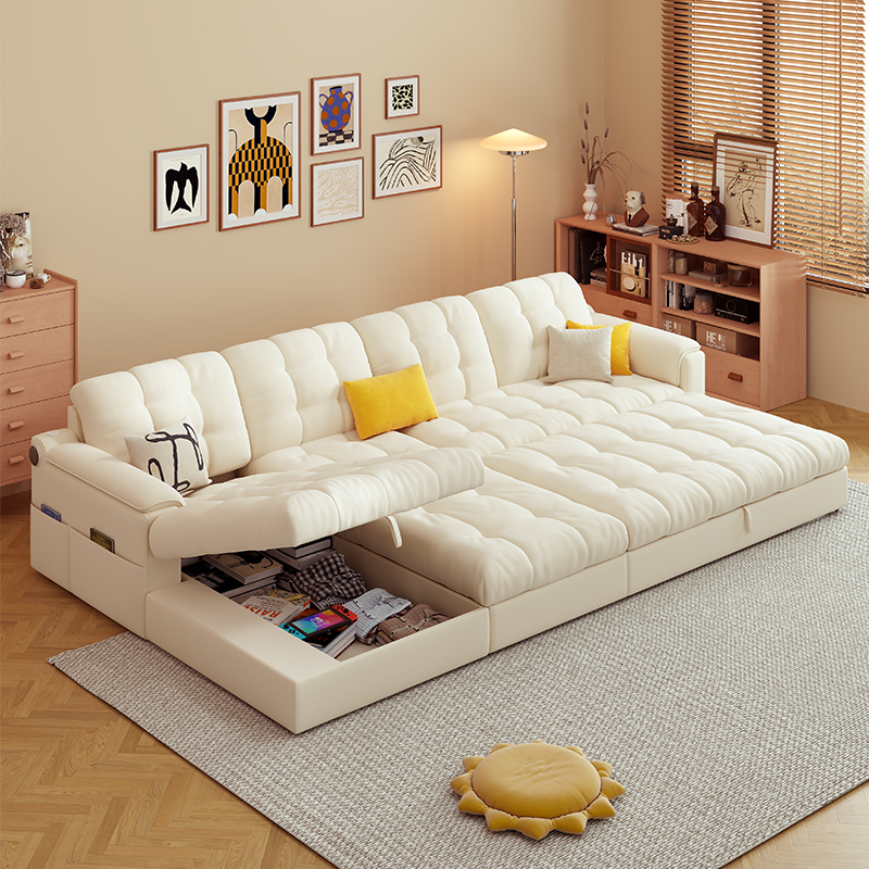 沙发床两用客厅小户型奶油风猫爪绒伸缩坐卧可折叠2024年网红新款