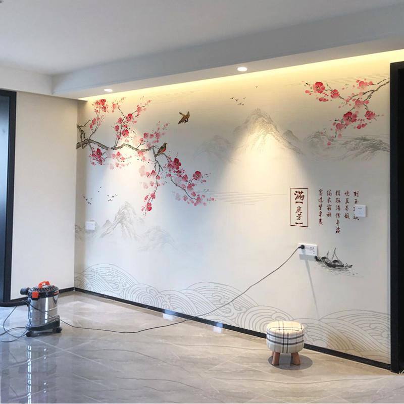电视背景墙自粘装饰壁纸2023新款3d立体客厅现代中式防水墙纸贴画
