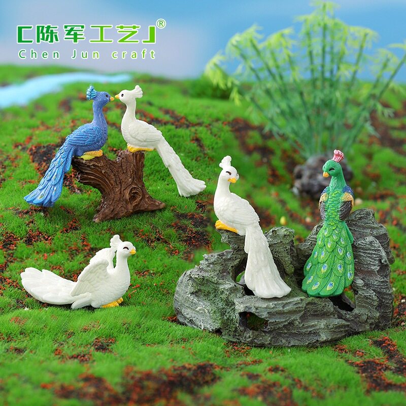 雀写实树脂孔雀微景观小创意摆件