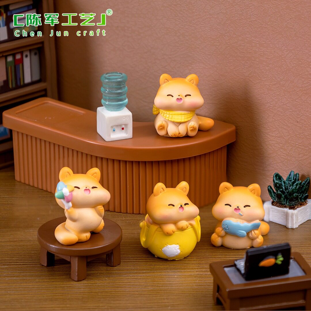 胖猫咪盲盒娃屋装饰品配件车载桌