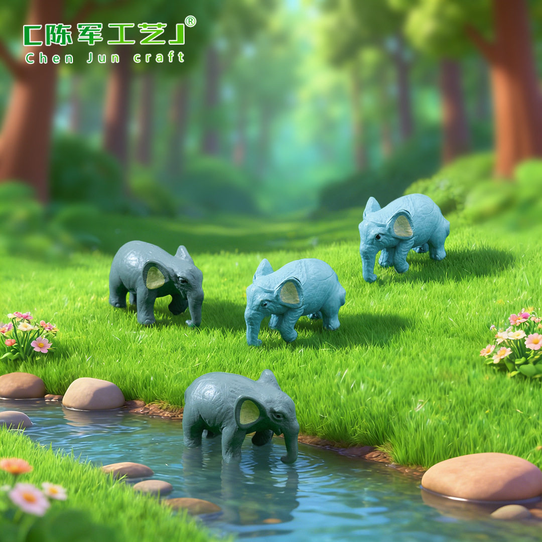 通迷你仿真小象大象公仔玩偶摆件