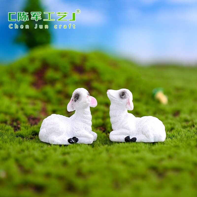 肖彩绘动物羊摆件小树脂装饰配件