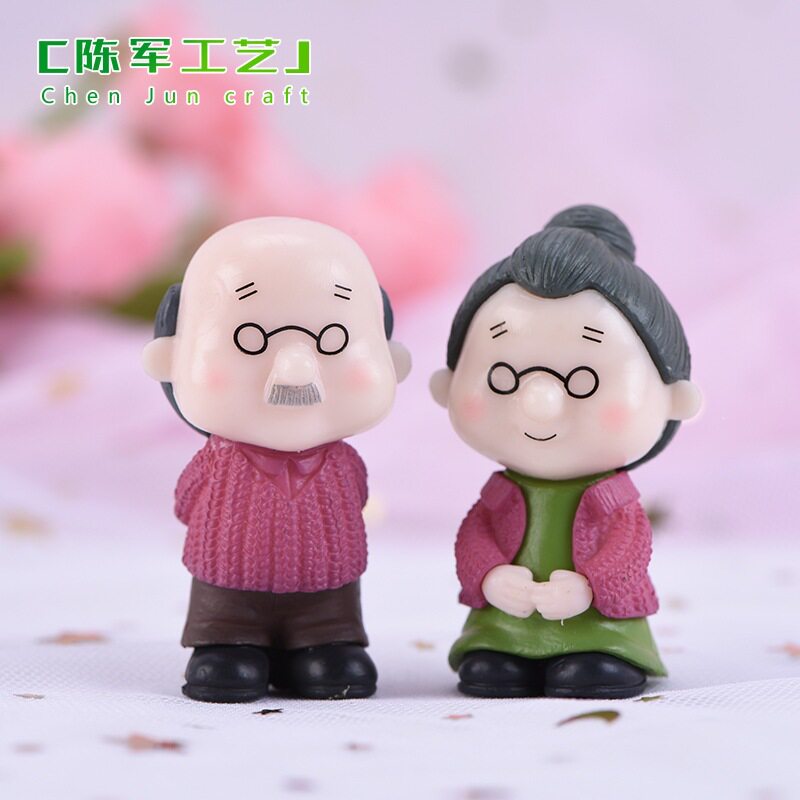 糕摆件爷爷奶奶塑料公婆情侣摆件